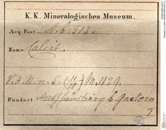Etiketten zu Calcit (NHMW-MIN-Ab513)